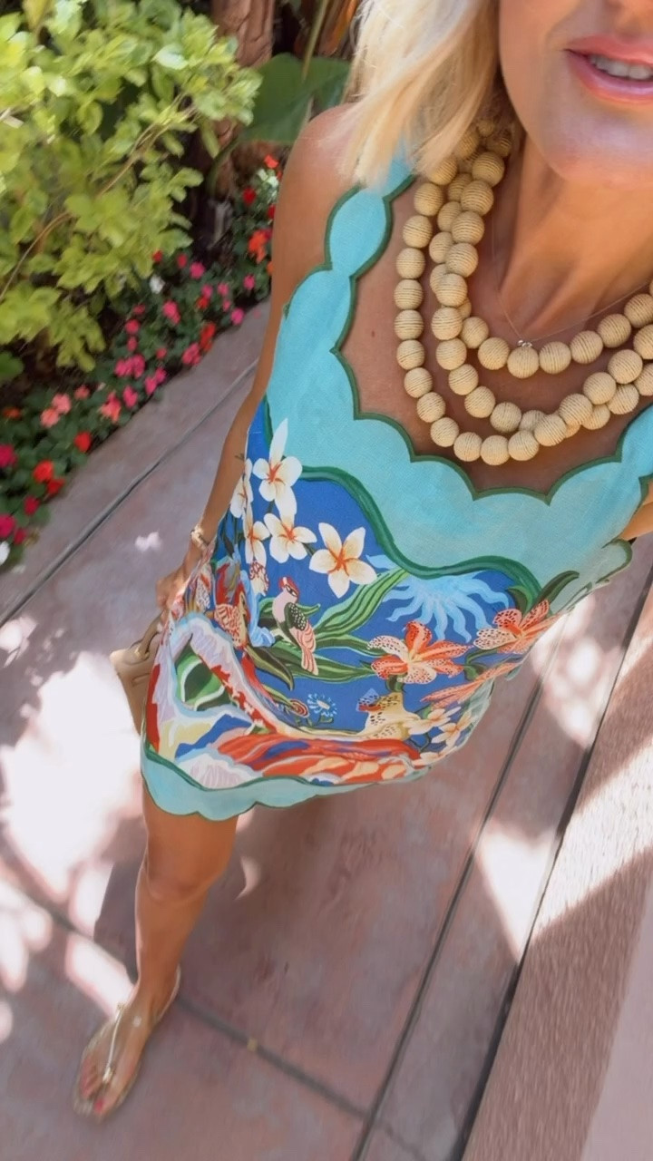 The vibrant colors on this dress and the scallop trim is everything! A perfect getaway dress! Wearing XS

Loverly grey, farm Rio, resort wear, vacation outfit ideas, tropical mini dress, summer dress outfit inspo

#LTKSeasonal #LTKTravel