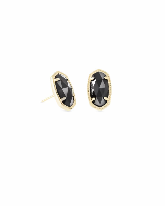 Ellie Gold Stud Earrings in Black | Kendra Scott