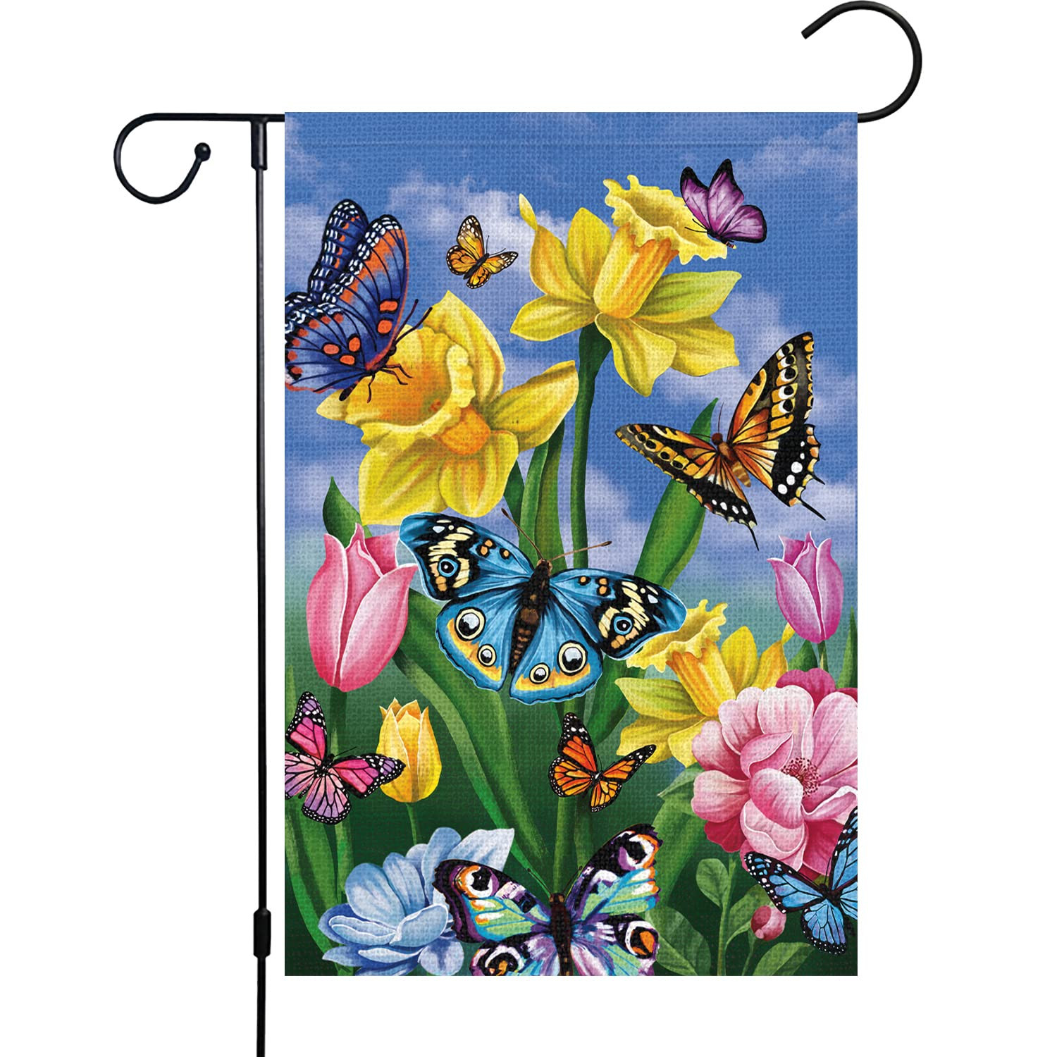 Louise Maelys Spring Daffodil Garden Flag 12x18 Double Sided, Burlap Small Butterfly Floral Flowe... | Amazon (US)