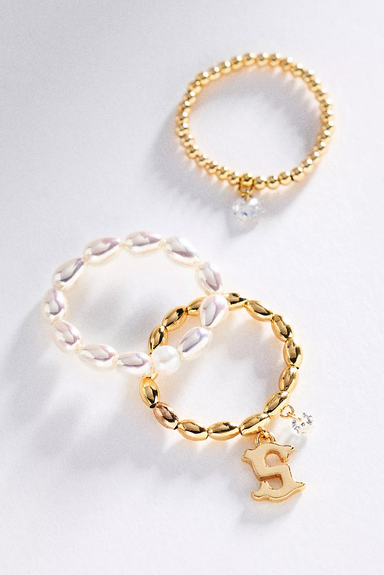 Initial Stretch Rings, Set of 3 | Anthropologie (US)