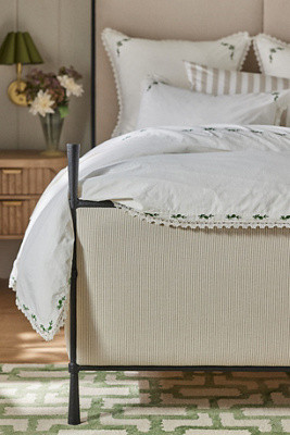 Leslie Cotton Percale Floral Embroidered Lace Duvet | Anthropologie (US)