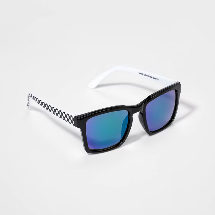 Kids' Checkered Wayfair Rectangle Sunglasses - art class™ Black/White | Target