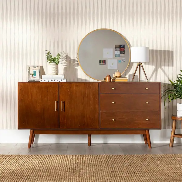 Walker Edison 70-inch Mid-Century Modern Buffet Console - Bed Bath & Beyond - 30944458 | Bed Bath & Beyond