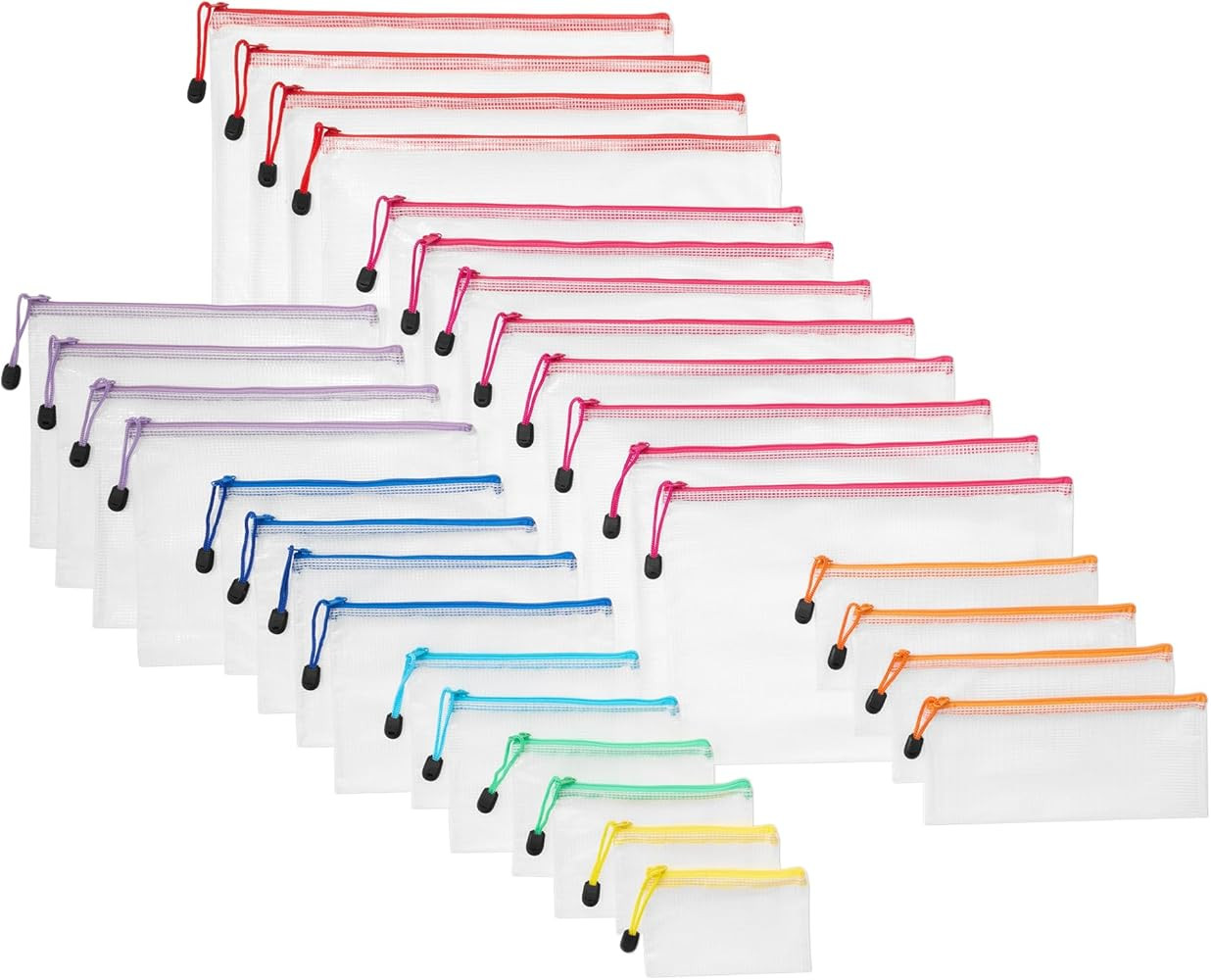 Amazon Basics 30-Pack Mesh Zipper Pouch Bags, 8 Sizes Assorted Colors Storage Organizers, Multipu... | Amazon (US)