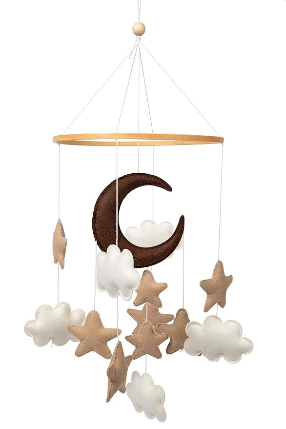 Baby Mobile for Crib - Handmade Baby Mobile - Boho Crib Mobile for Baby Boy or Girl - Brown Moon,... | Amazon (US)