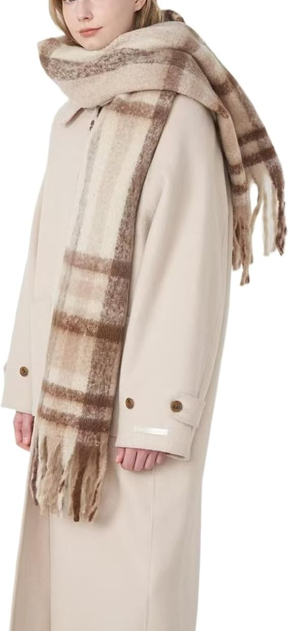 Womens Large Chunky Color Block Tassel Scarf Oversized Thick Scarves Long Shawl Fashion Winter Wa... | Amazon (US)