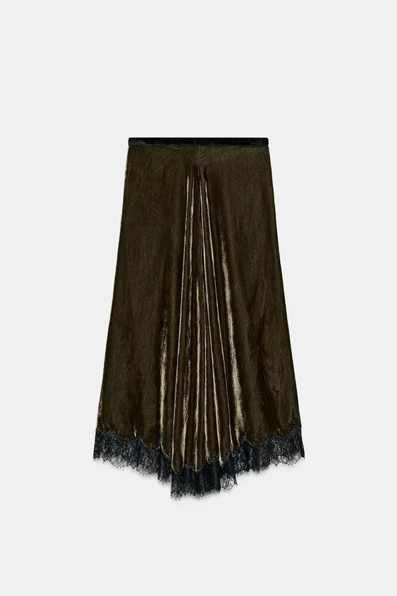 ZW COLLECTION LIMITED EDITION LACE VELVET SKIRT | Zara UK