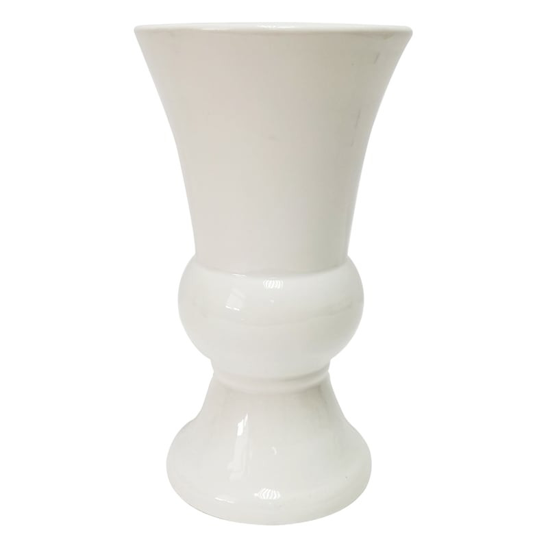 Flared White Ceramic Vase, 9" | At Home