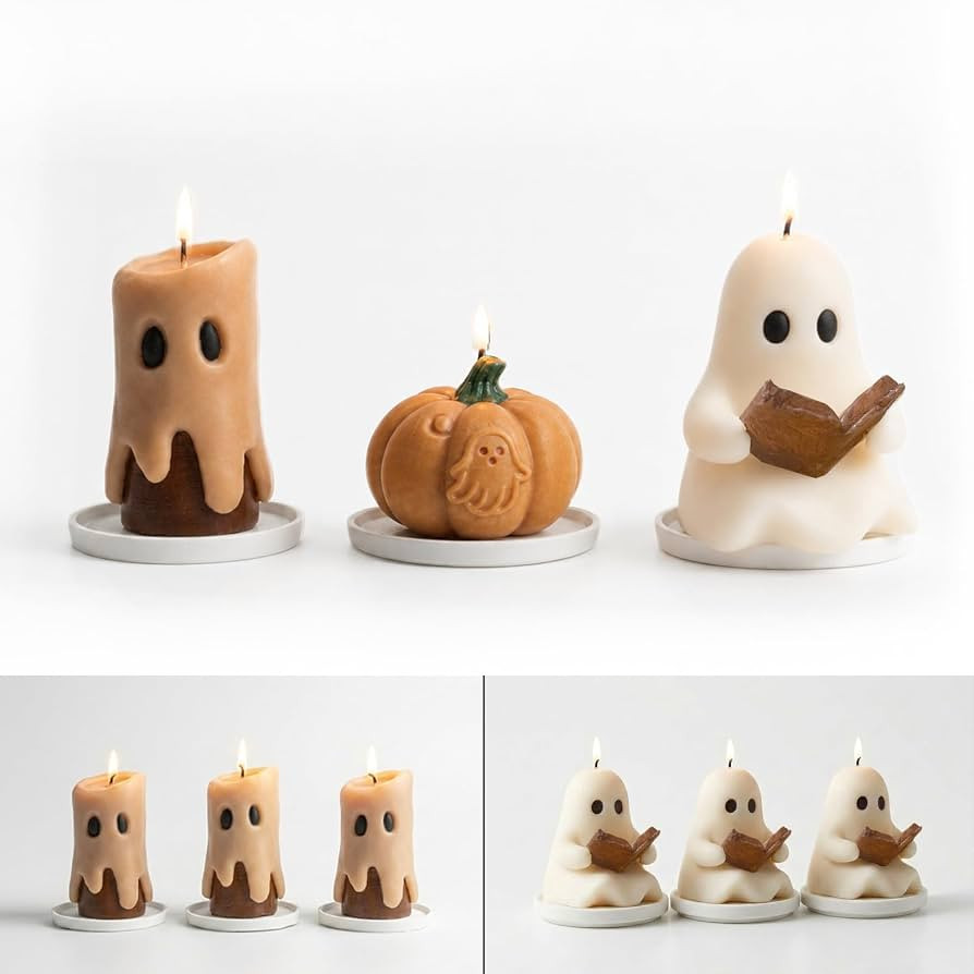Halloween Ghost Candles, Pumpkin Shaped Candles, Handcrafted Designs, Unscented Soy Wax, Hallowee... | Amazon (US)