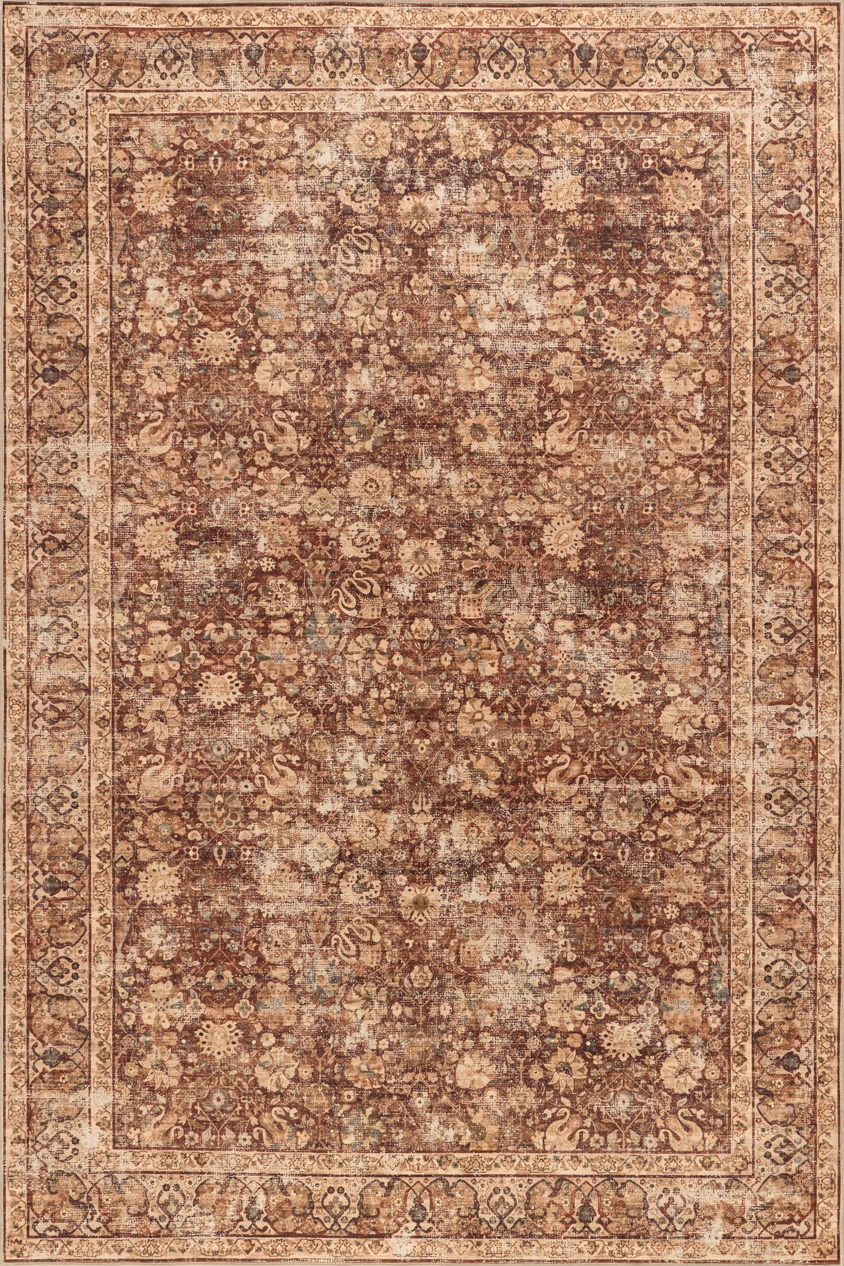 Brick Larissa Abstract Washable 4' x 6' rug | Rugs USA