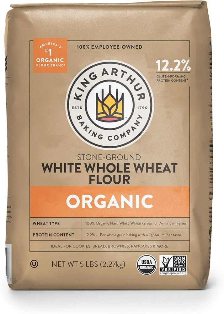 King Arthur, 100% Organic White Whole Wheat Flour, 100% Whole Grain, Non-GMO Project Verified, 5 Pou | Amazon (US)