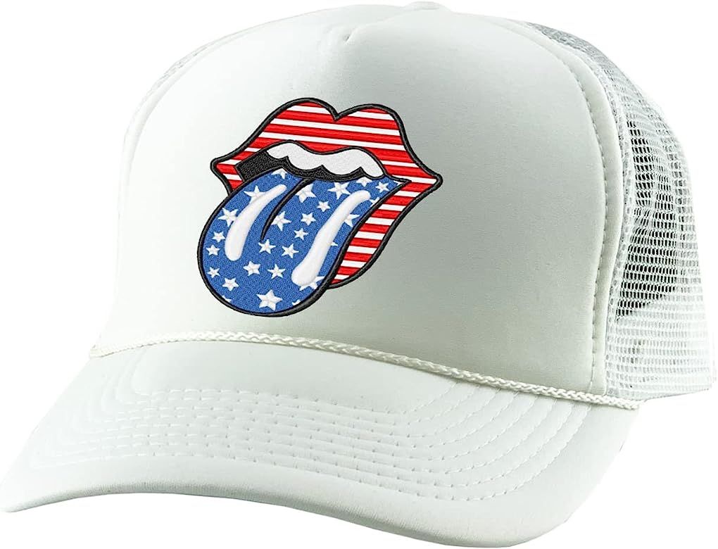 ALLNTRENDS USA Tongue Embroidered Trucker Hat Embroidery USA Flag Cap Adjustable 4th of July Caps | Amazon (US)
