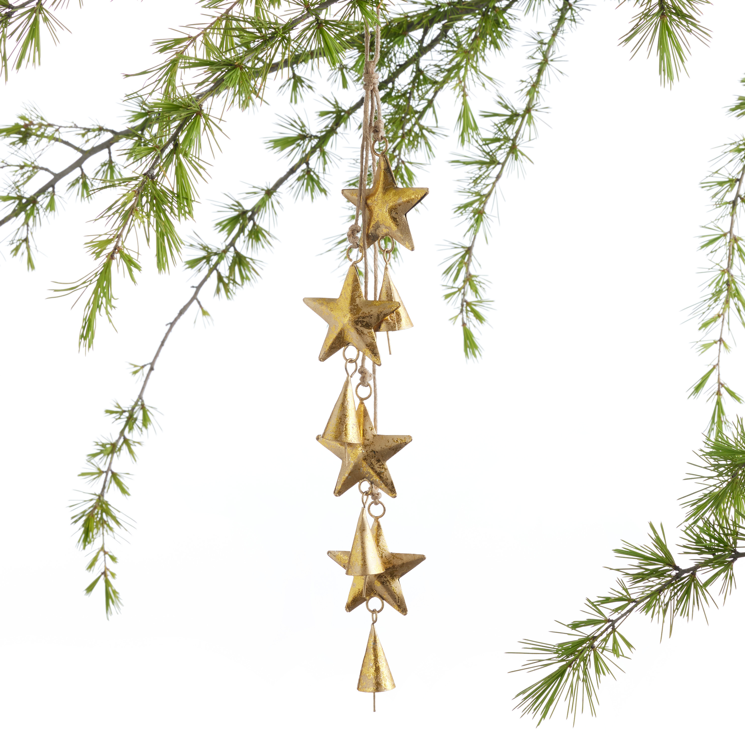 Gold Metal Star And Bell Cluster Ornament | World Market