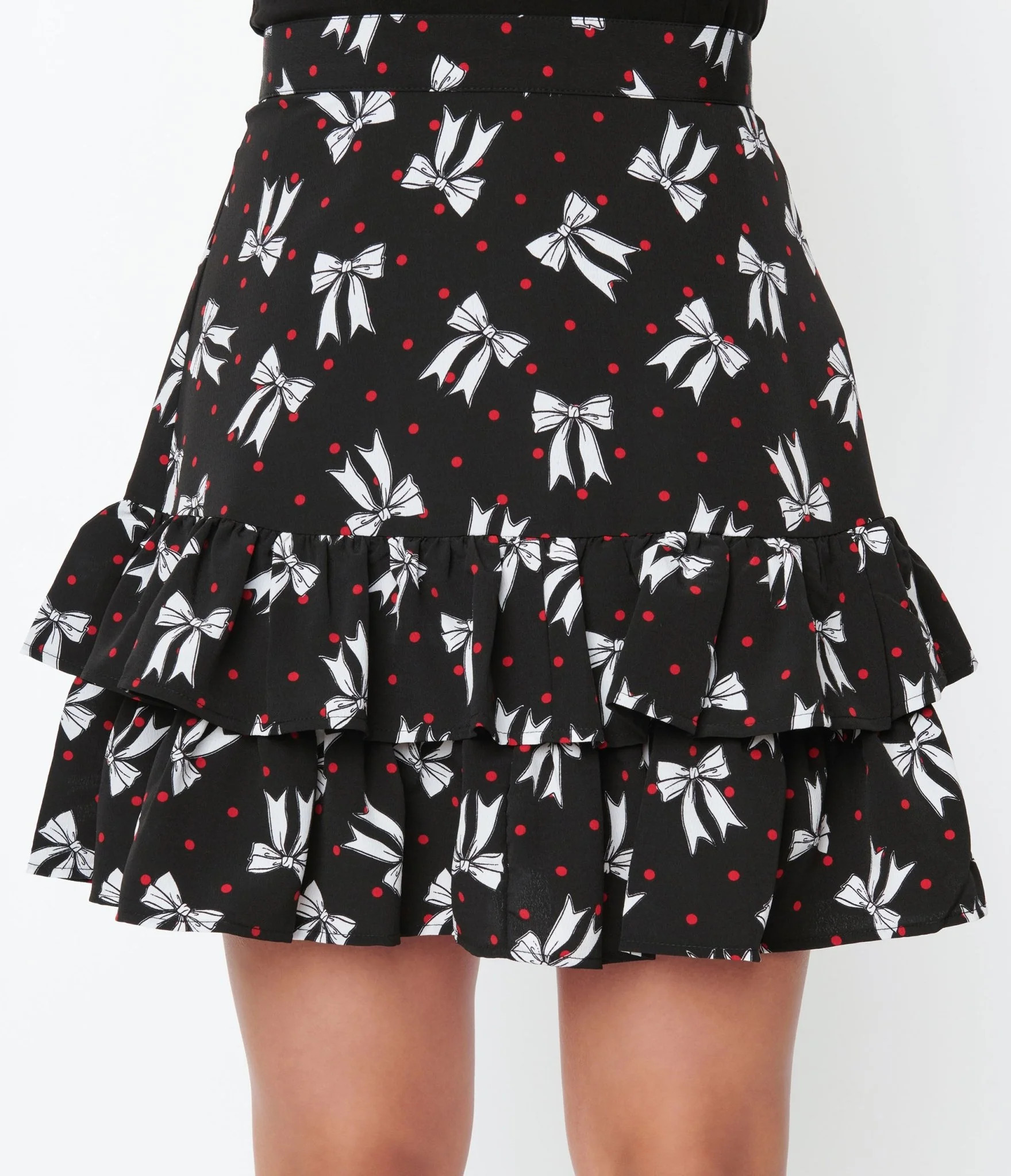 Hell Bunny Black Bow & Dots Bobbie Skirt | UniqueVintage