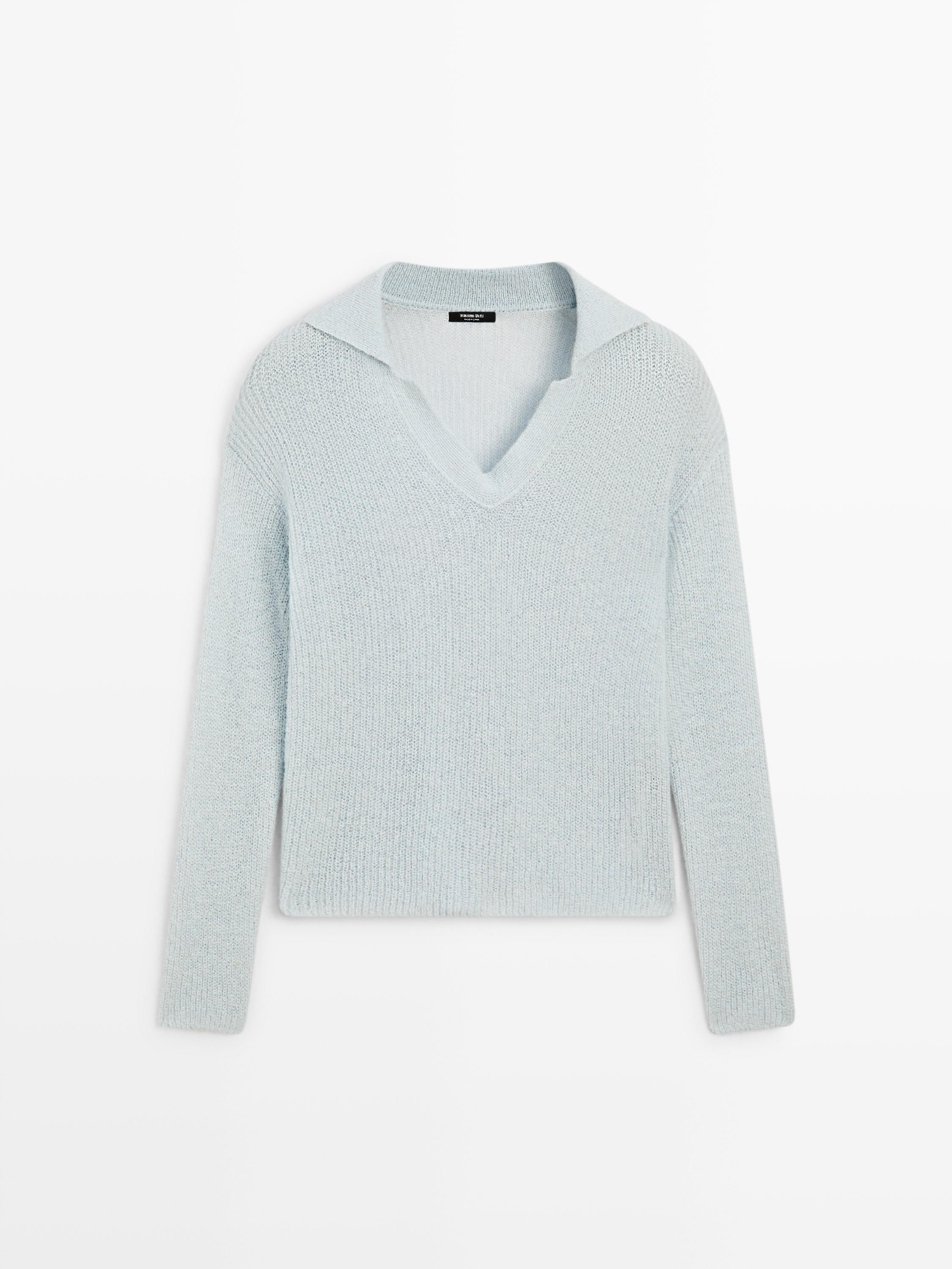 Strickpullover im Polo-Stil mit Alpakawolle | Massimo Dutti DE