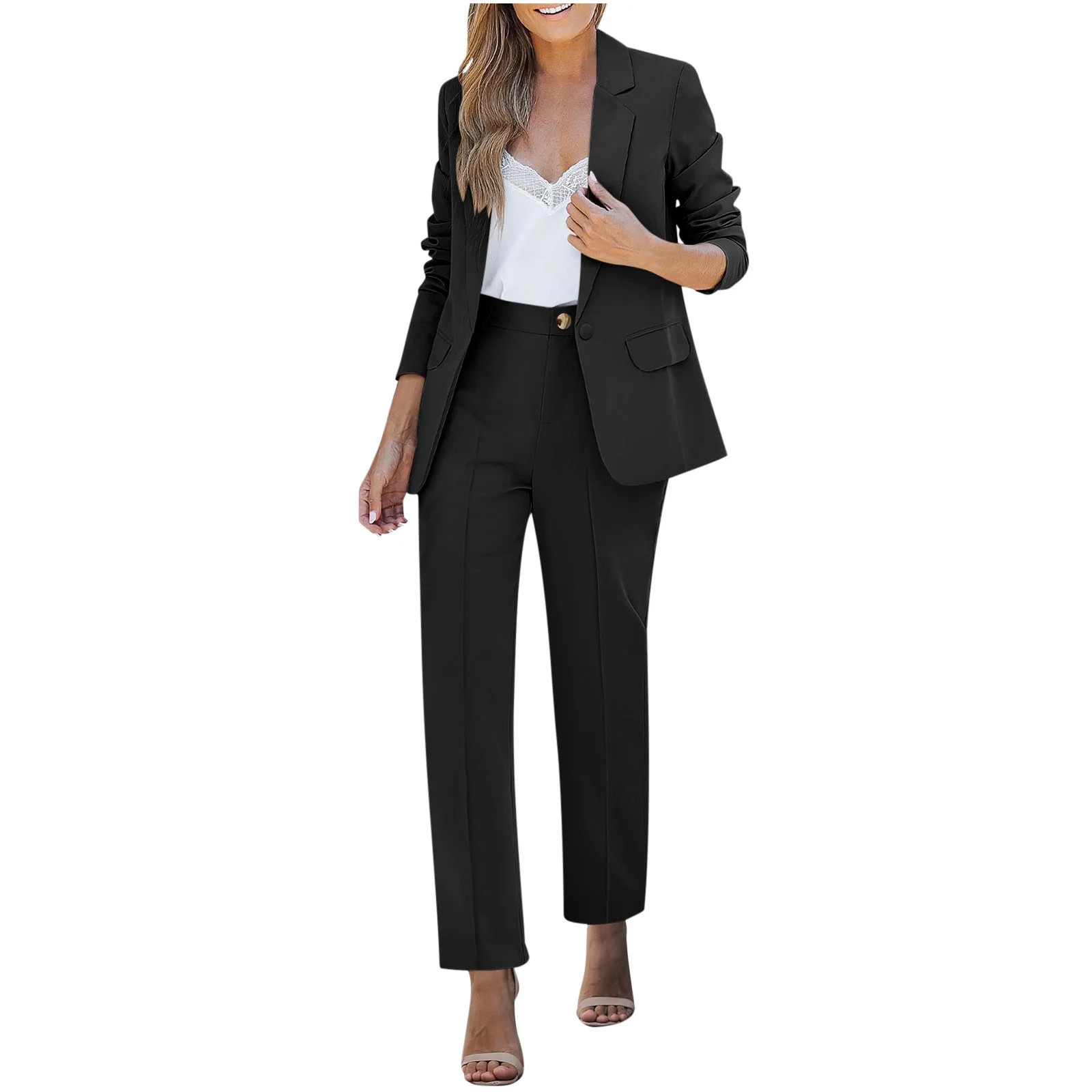 Fmbrln Womens 2 Piece Suit Sets Dressy Business Casual Outfits Blazer and Pants Sets Office Work ... | Walmart (US)