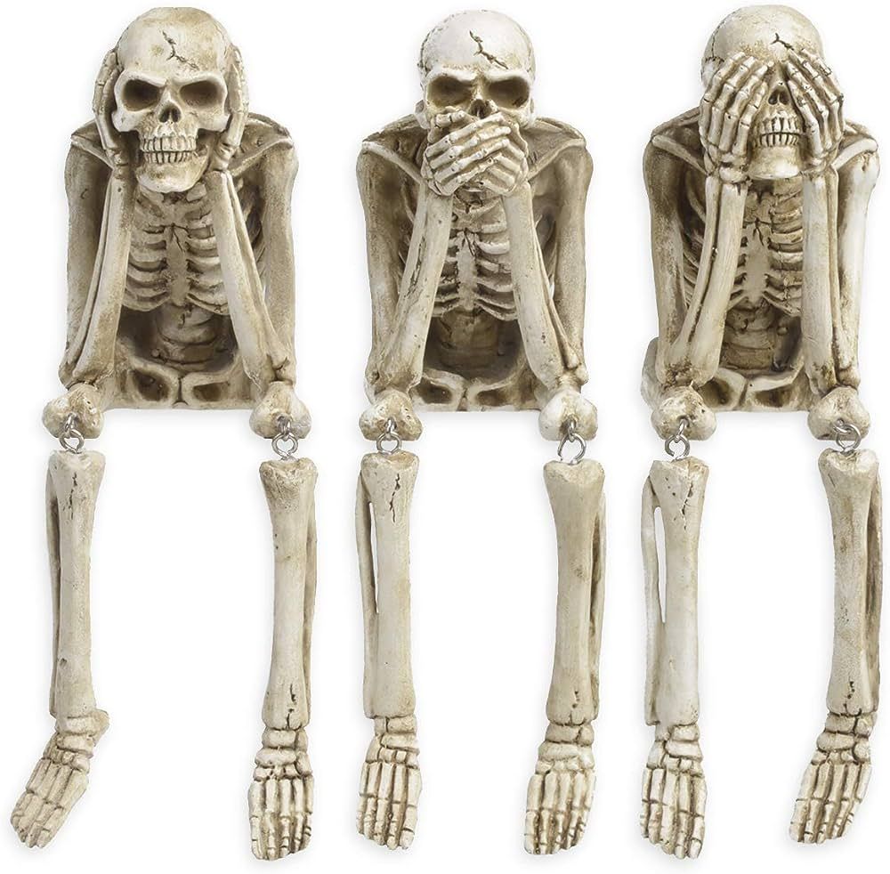 Newman House Studio Halloween Statues No-Evil Skeleton Collectible-Figurines - Realistic Skull De... | Amazon (US)