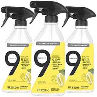 9 Elements Bathroom Cleaner, Lemon Multi Surface Shower, Tub, & Tile Cleaning Vinegar Spray, 18 o... | Amazon (US)
