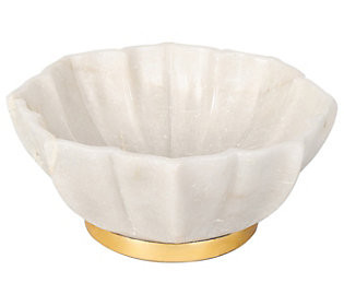 Godinger 7.5"" Marble Bowl with Goldtone Foot | QVC