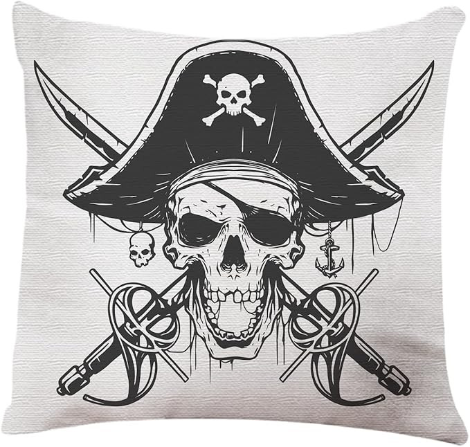 Throw Pillow Cover Cool Pirate Skull Home Decor Pillowcase for Sofa 18x18 Inches | Amazon (US)