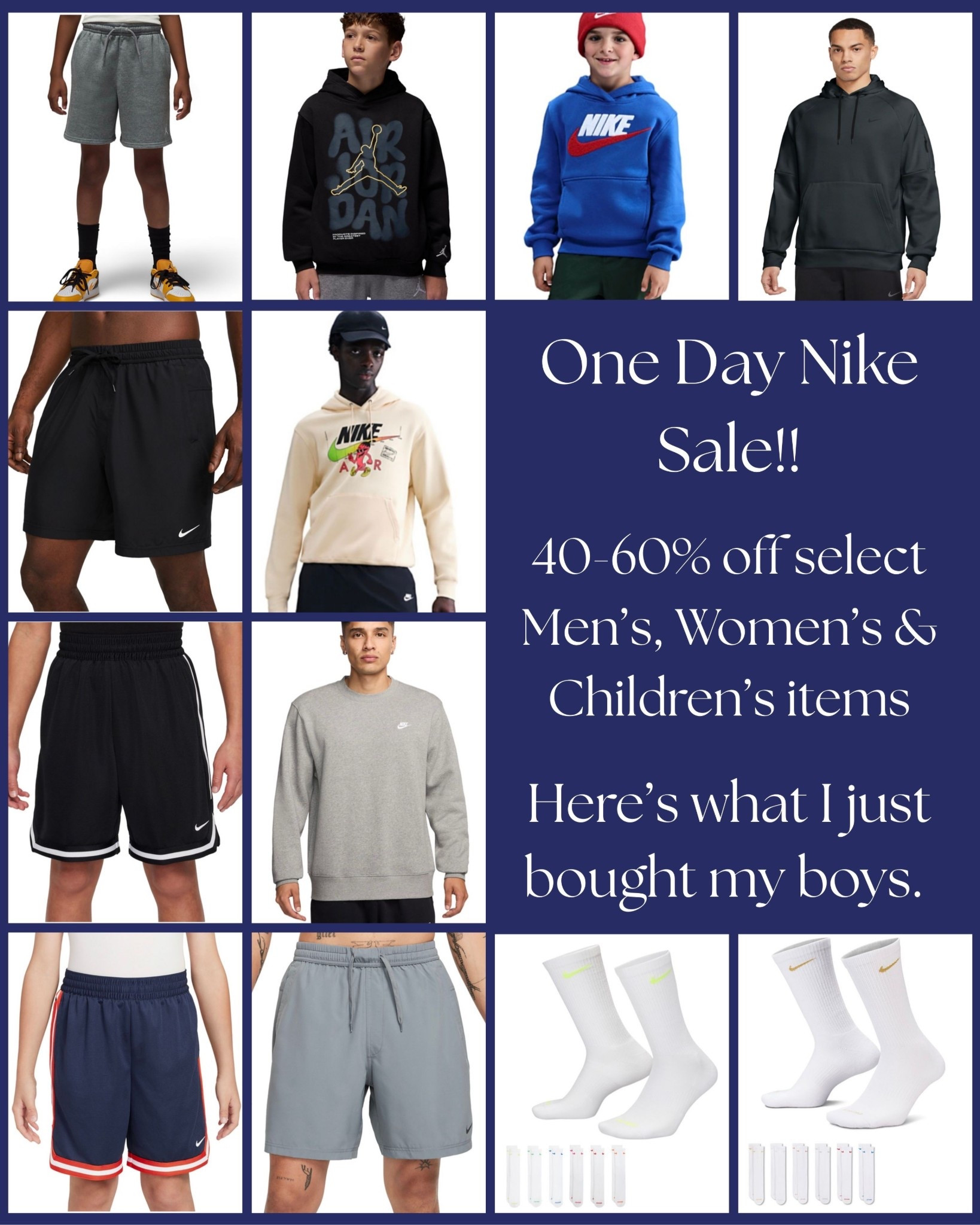 Woah! Macy’s is having a ONE DAY SALE on Nike items for Men, Women, and Children. Sooo many good deals on popular items that kids and teens wear. Here’s what I grabbed for my boys. 

#LTKSaleAlert #LTKKids #LTKMens