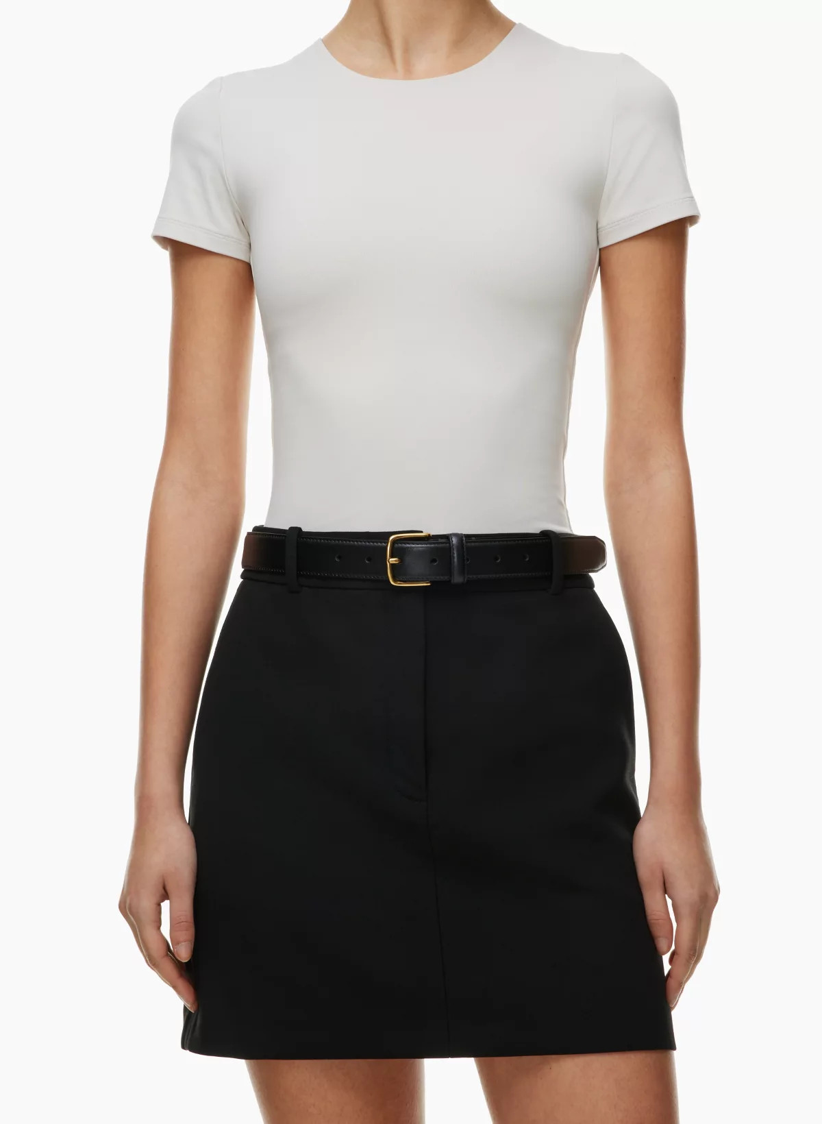 ESSENTIAL SOLID BRASS LEATHER BELT | Aritzia