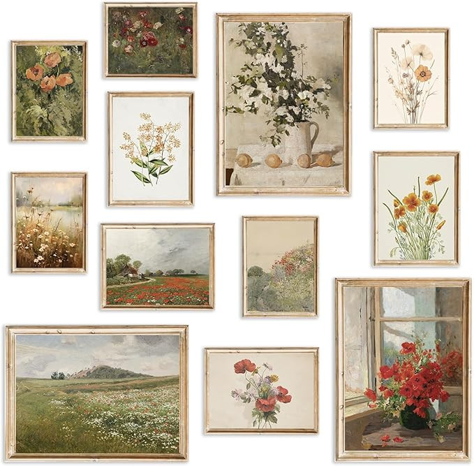 KBKBART Vintage Floral Wall Art, Vintage Floral Prints for Wall Decor, Farmhouse Flower Botanical... | Amazon (US)