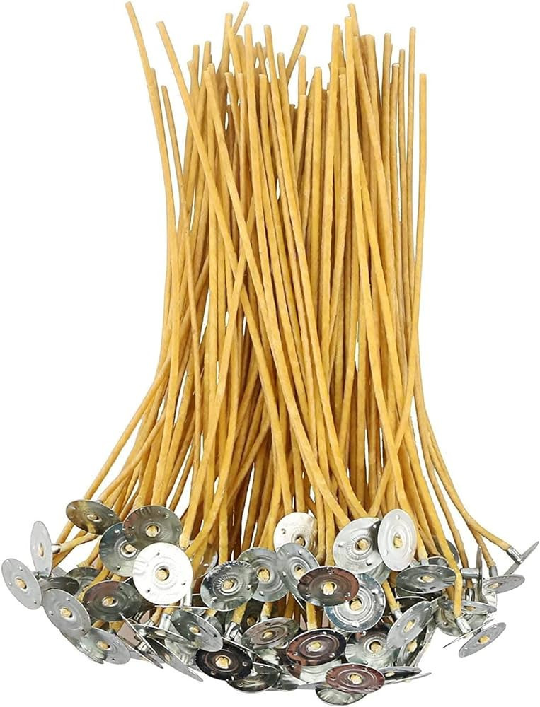 6In Hemp Wick,100 Piece Hemp Candle Wicks in 3mm,Pre-Waxed by Natural Beeswax & Tabbed,Thick Cand... | Amazon (US)