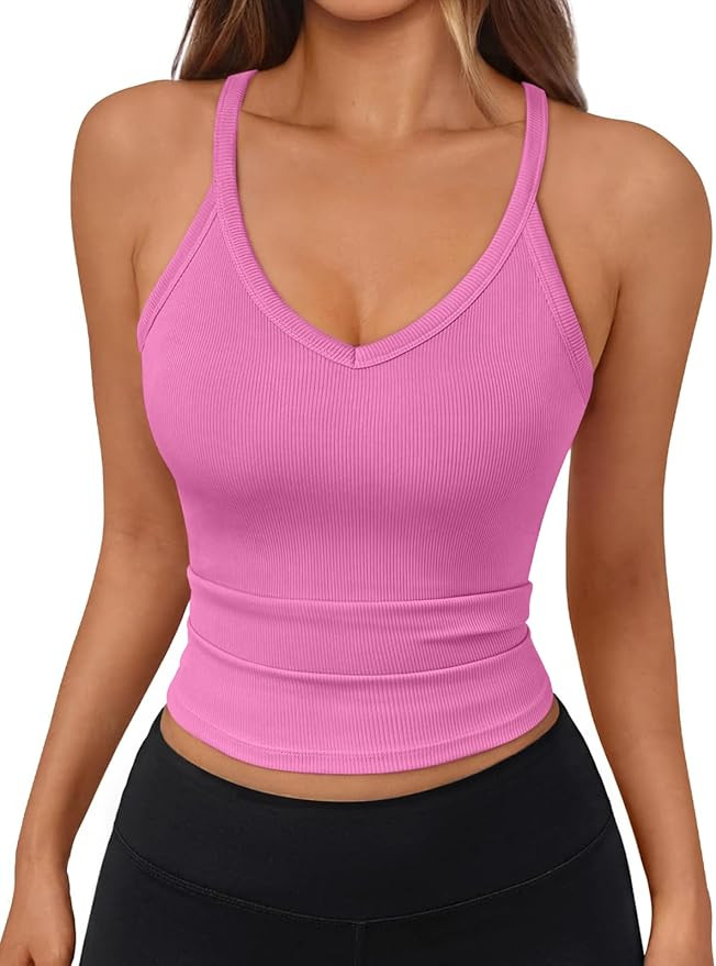 Trendy Queen Womens Racerback Ribbed Tank Tops Soft Stretch V Neck Workout Casual Tops Summer Sle... | Amazon (US)