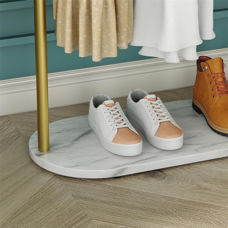 Modern Clothes Rack with Marble Base - 13"D x 31.5"W x 67"H | Bed Bath & Beyond