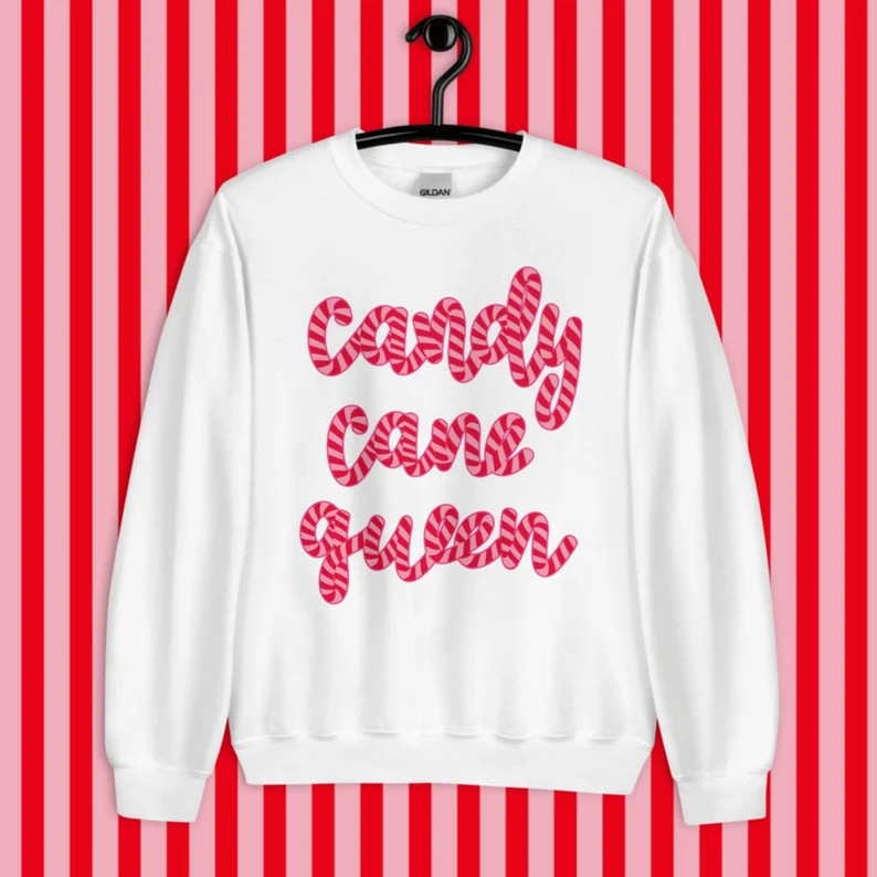 Christmas Sweatshirt, Candy Cane Queen, Christmas Shirt, Holiday Sweatshirt, Cute Christmas sweat... | Etsy (Global)