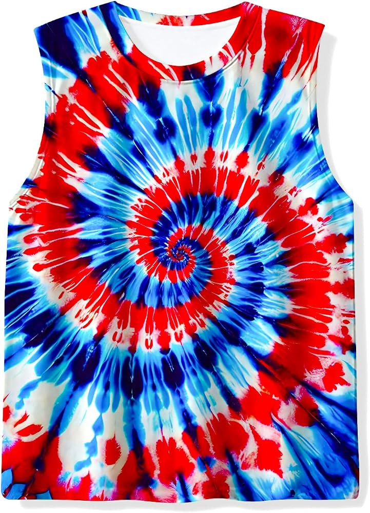 Kids Tie Dye Tank Tops Childrens Sleeveless T Shirts Hippies Tees for 5-14 Years Boys Girls | Amazon (US)