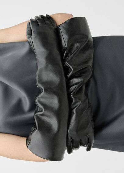 MANGO - Leather long gloves black - M - Women | MANGO (US)