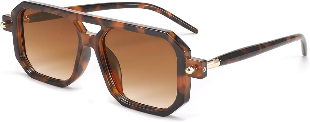 FEISEDY Vintage Square 70s Flat Aviator Sunglasses Women Men Classic Retro Stylish Frame UV400 Su... | Amazon (US)