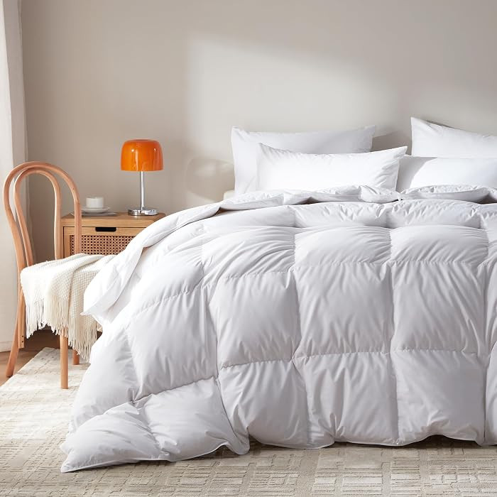 Goose Feather Down Comforter Oversized King,100%Organic Cotton Duvet Insert | Amazon (US)