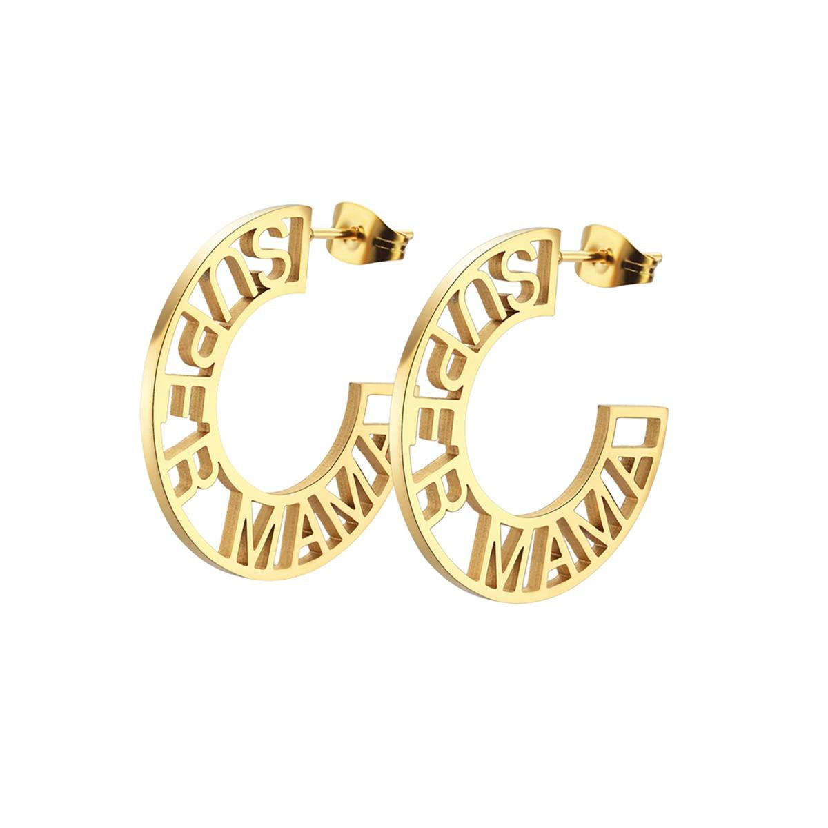 Stately Steel "Super Mama" Half-Hoop Earrings - 23265045 | HSN | HSN