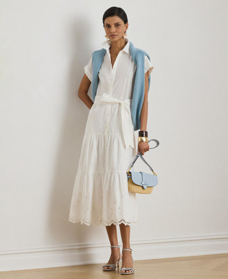 Women's Short-Sleeve Tiered Shirt-Dress | Macy's