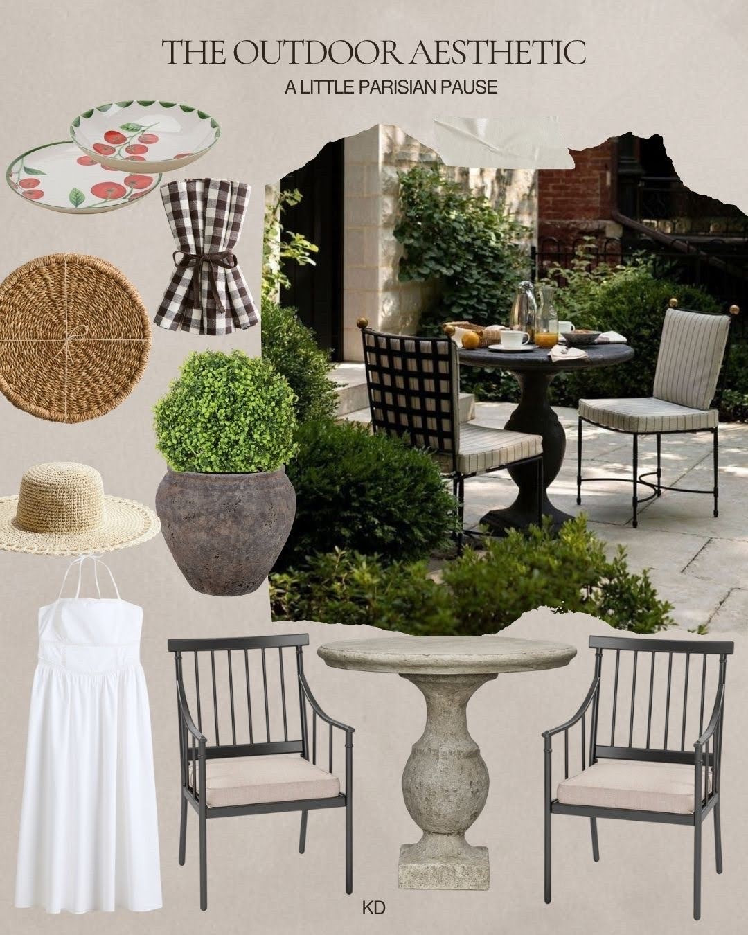 The Outdoor Aesthetic: a little parisian pause 

 #outdoorliving #patiofurniture #wayfairfinds #canadianhomedecor #patio #summerdecor #patioset #budgetfriendlyfinds #homedecor #summerfinds #walmartfinds #bistroset #concretetable #fauxplants #planter #tablescape #outdoordining #summerdress #napkins #sunhat

#LTKcanada #LTKsummer #LTKhome