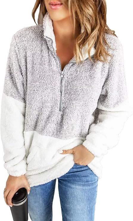 Acelitt Women Ladies Oversized Champion Fleece Fuzzy Fluffy Cozy Sweatshirts Pullover Hoodies Swe... | Amazon (US)