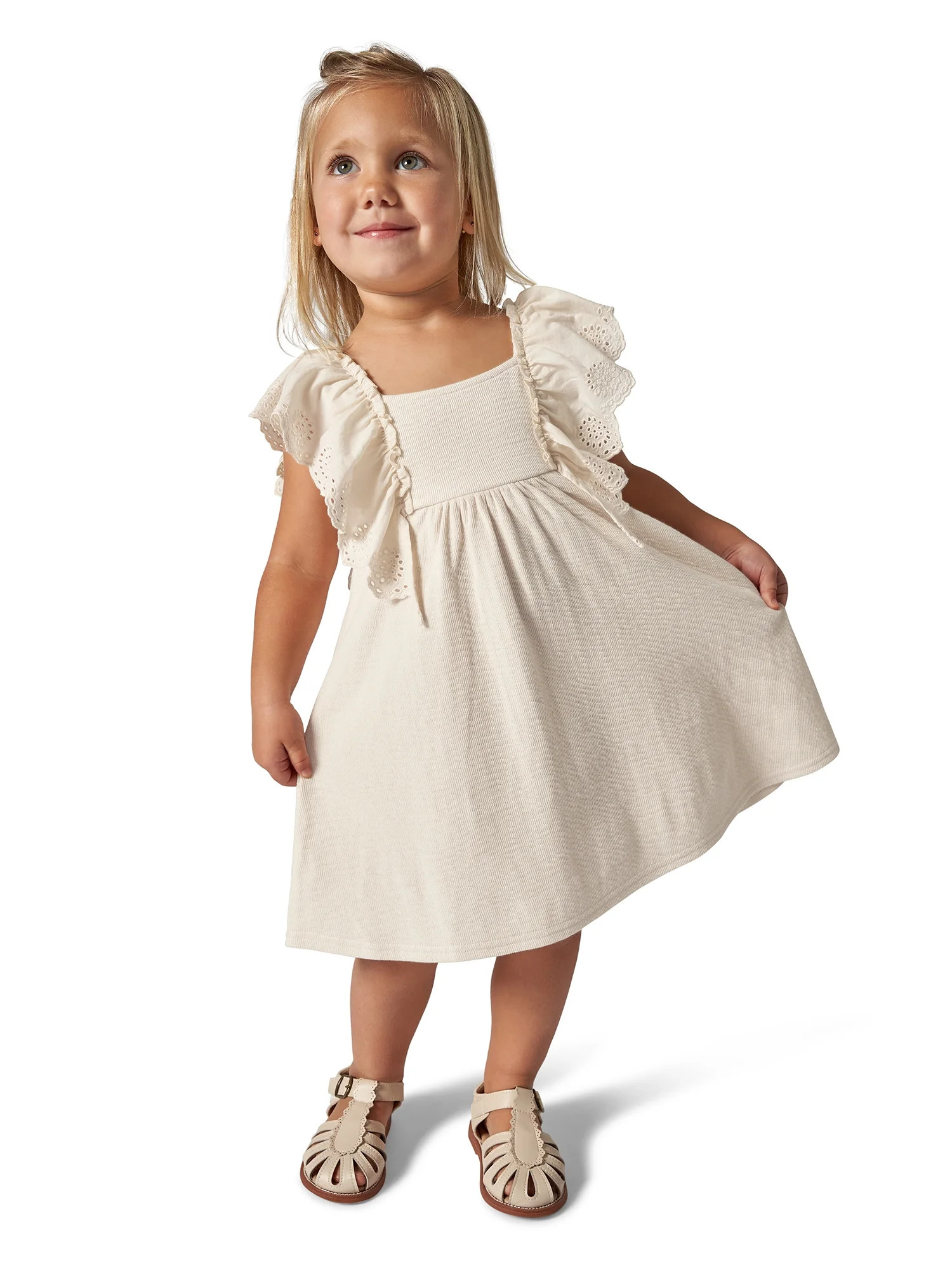 Modern Moments Toddler Girl Eyelet Ruffle Dress, Sizes 12M-5T | Walmart (US)