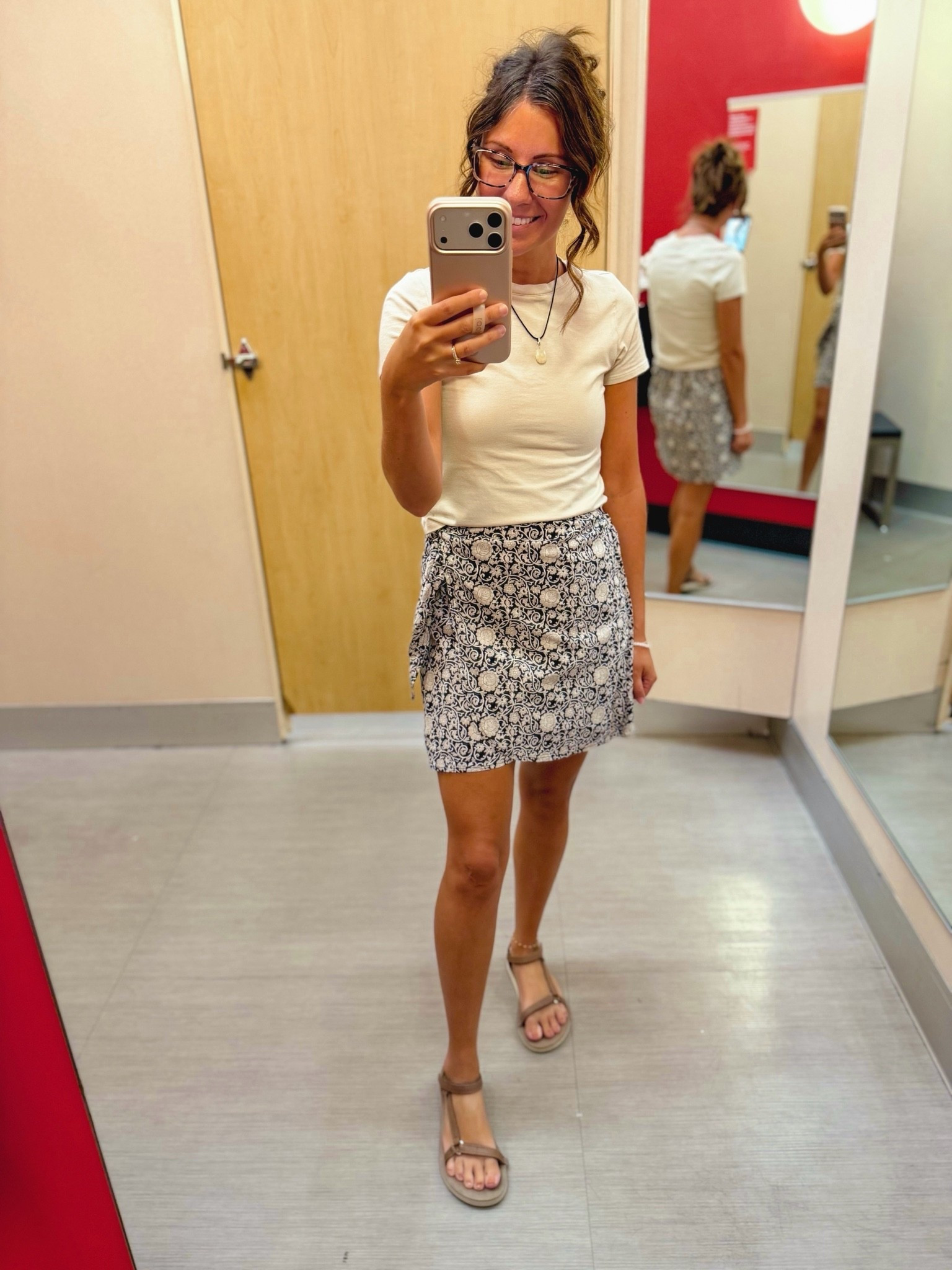 Love the cream and black together! 

Skirt is xs, cream tee is small and sandals are 6.

My necklace is thrifted so linked similar!

#LTKPetite #LTKSeasonal #LTKootd