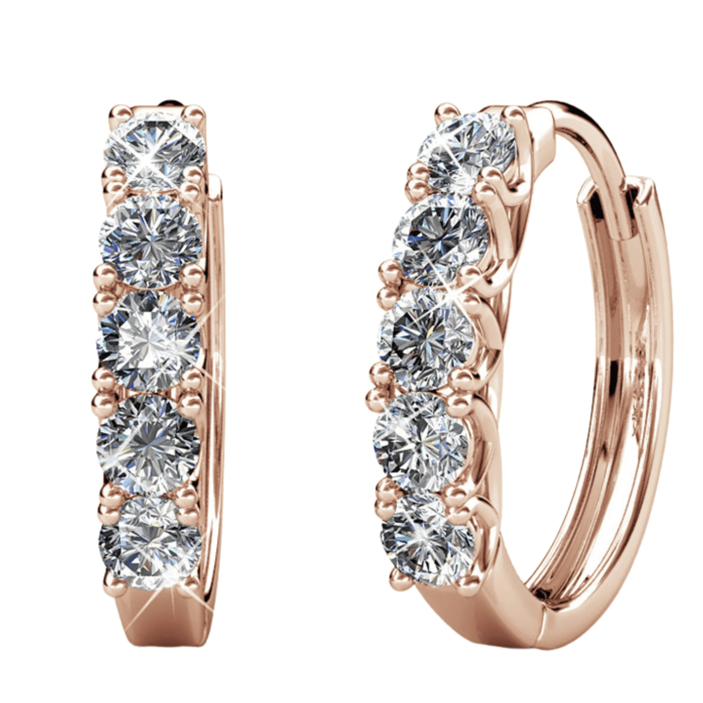 Cate & Chloe Bethany 18k Rose Gold Plated 15mm Hoop Earrings with Swarovski Crystals for Women | Walmart (US)