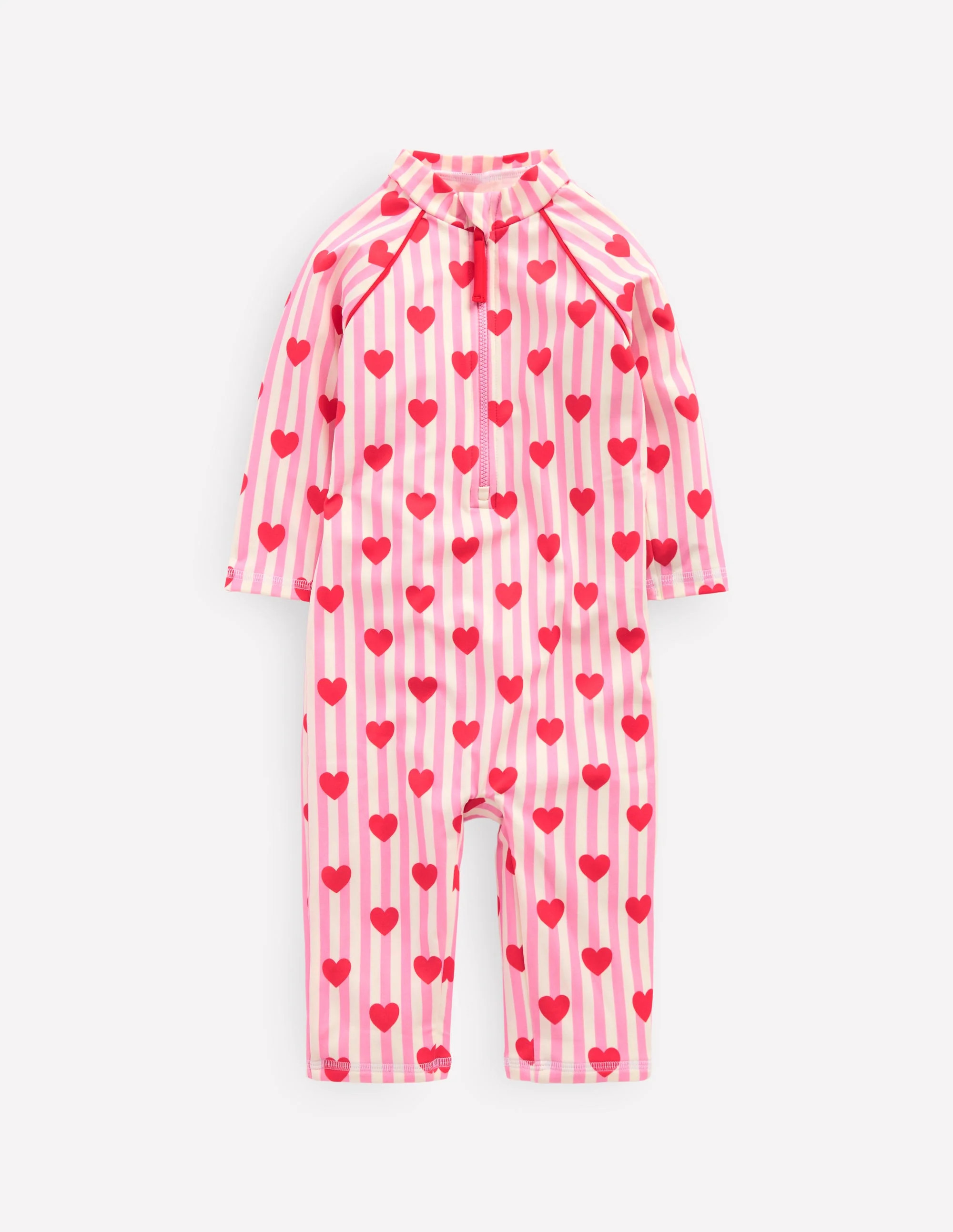 Printed Sun Safe Surfsuit-Bubblegum Pink Heart Stripe | Boden UK