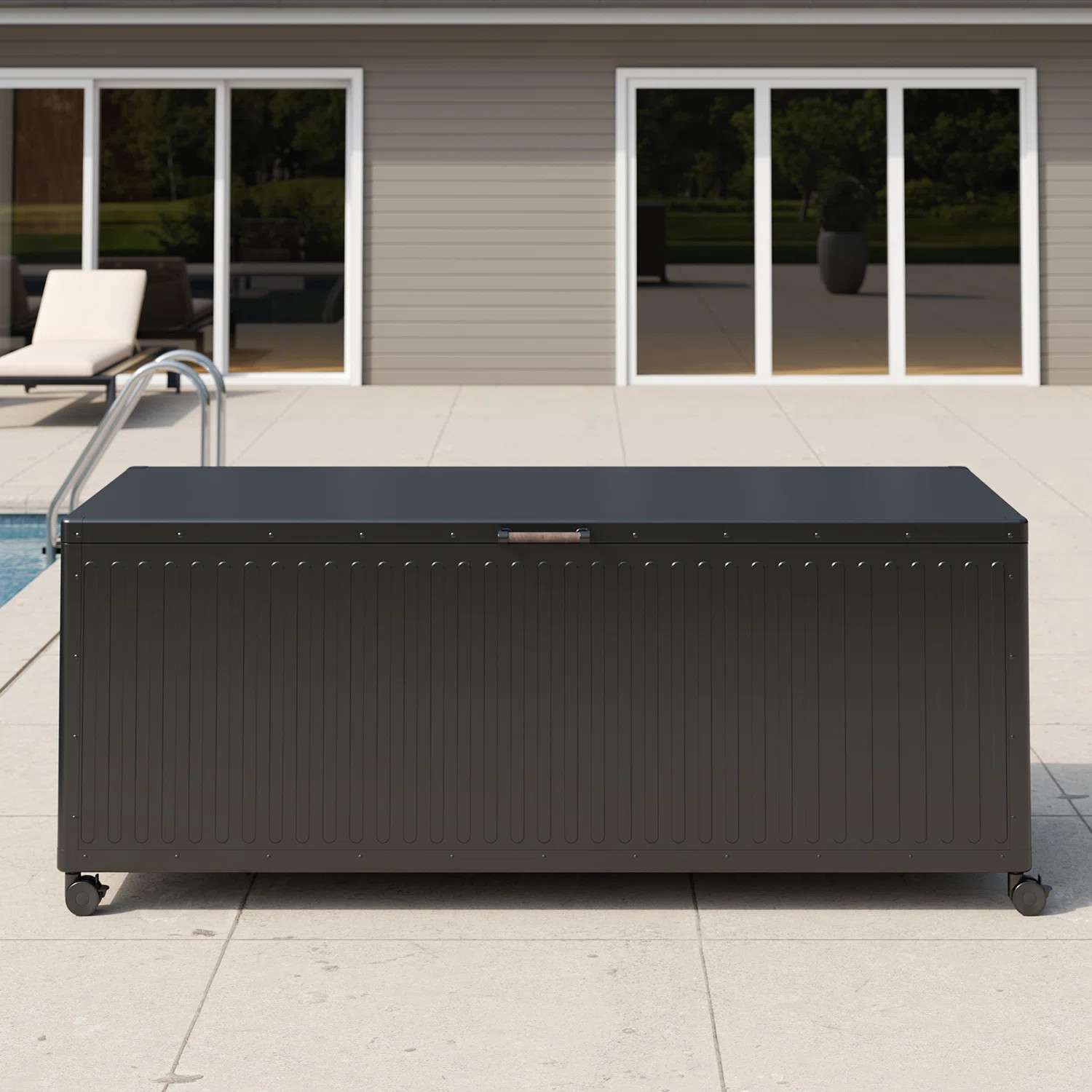 370 Gallon Large Outdoor Deck Box With Wheels | Wayfair North America