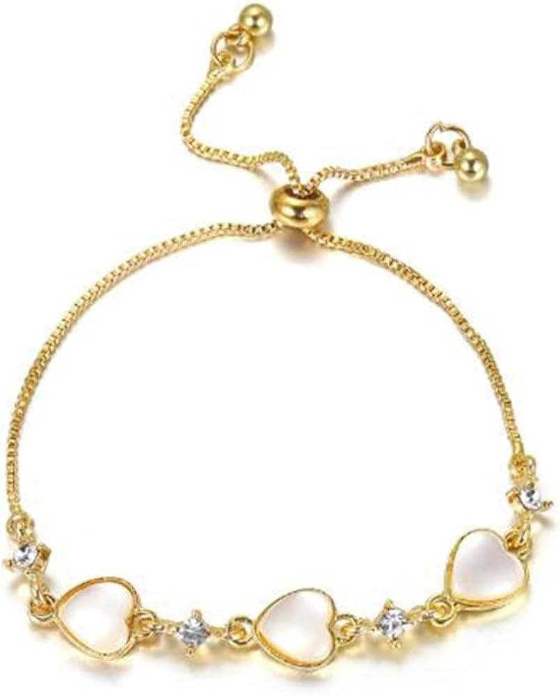FUB Opal Heart Bracelet Women's Vintage Pull-out Type Adjustable Bracelet | Amazon (US)