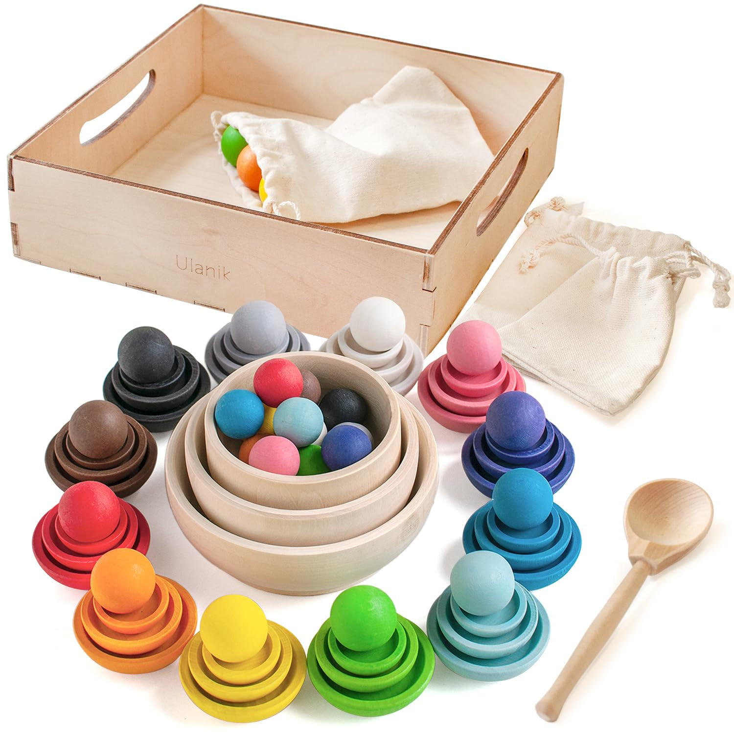 Ulanik Colors and Sizes Toddler Montessori Toys for 3 Year Old + Kids Wooden Matching Game for Le... | Amazon (US)