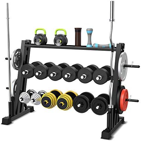 3 Tier Dumbbell Rack for Home Gym, Dual Vertical Bar Rack All in One Dumbbell Rack Athletic Suppl... | Amazon (US)