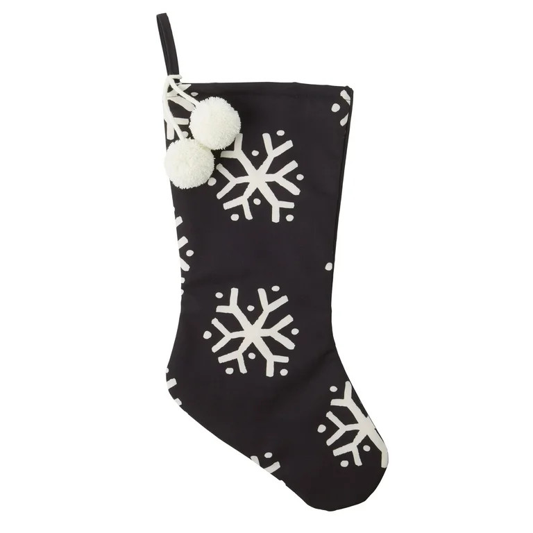 Holiday Time Black and White Snowflake Stocking, 18.75 inch | Walmart (US)