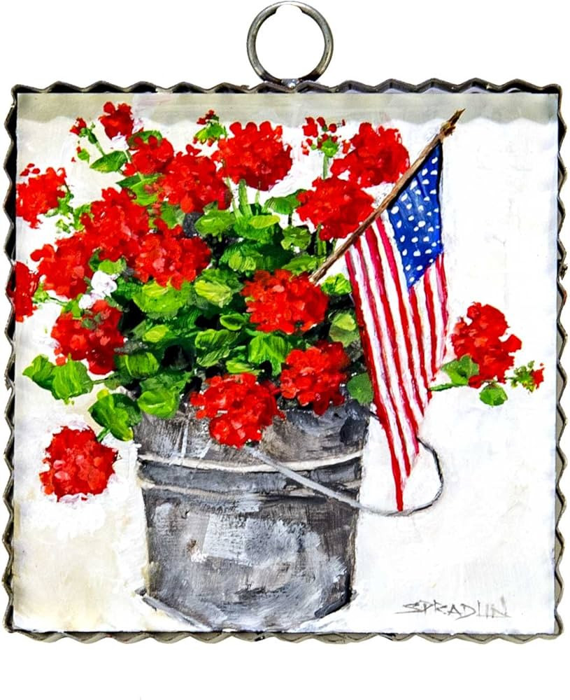 The Round Top Collection – Mini Bucket of Geraniums Print, 6” x 1” x 6”, Metal & Wood, Pa... | Amazon (US)