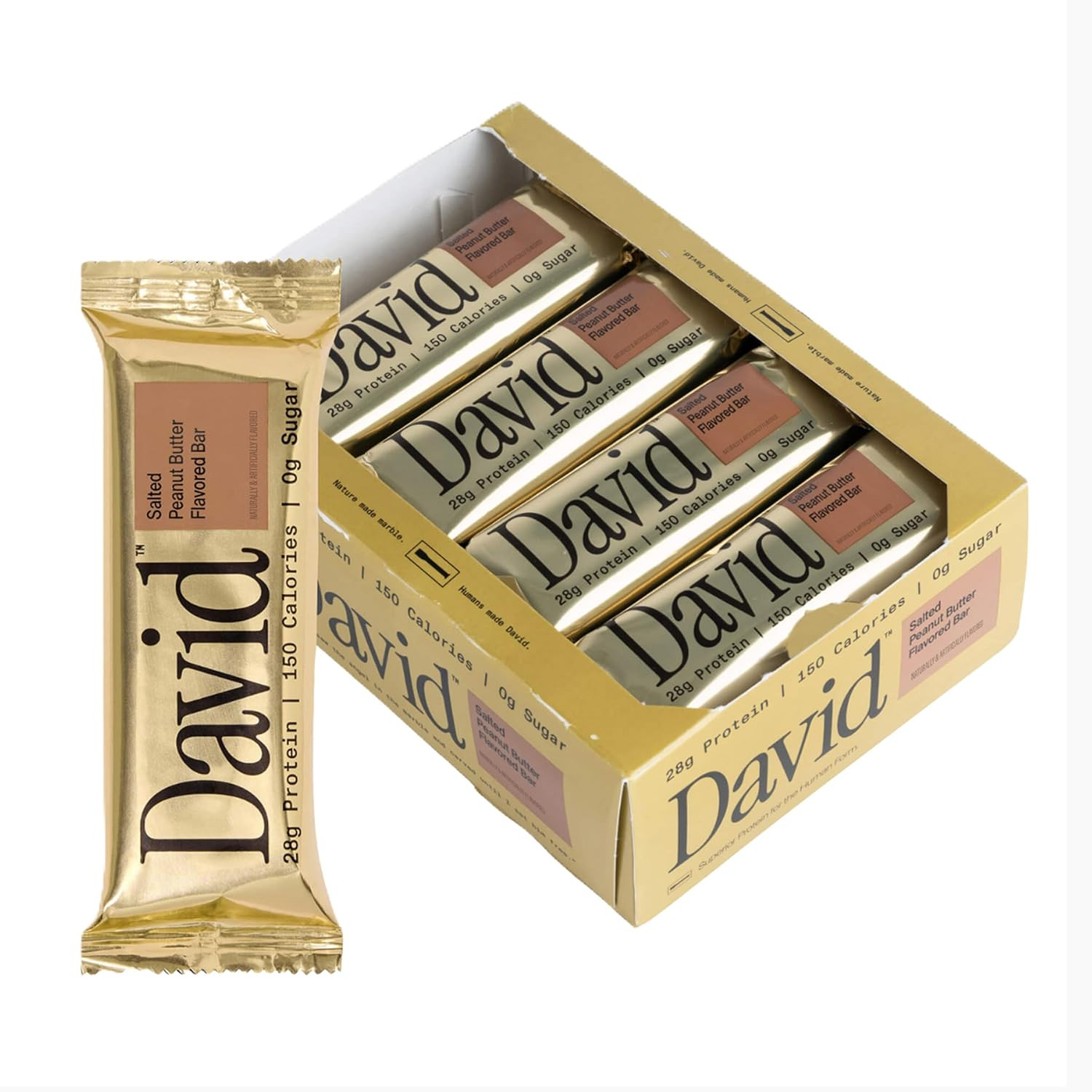 David Salted Peanut Butter Flavored Protein Bars | 28g Protein | 12 Pack | Amazon (US)